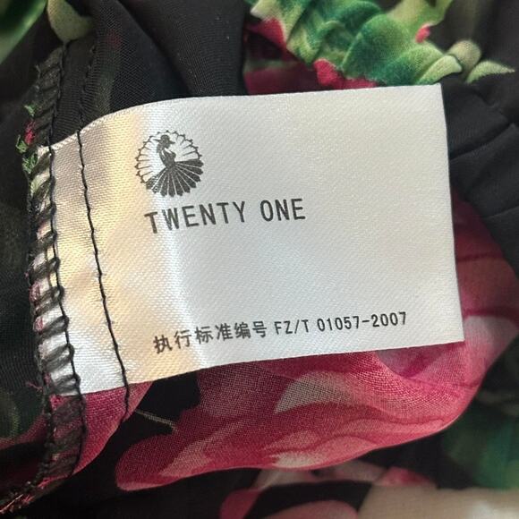 vintage forever 21 sheer Pink floral off the shoulder blouse black ruffle trim - Picture 6 of 7